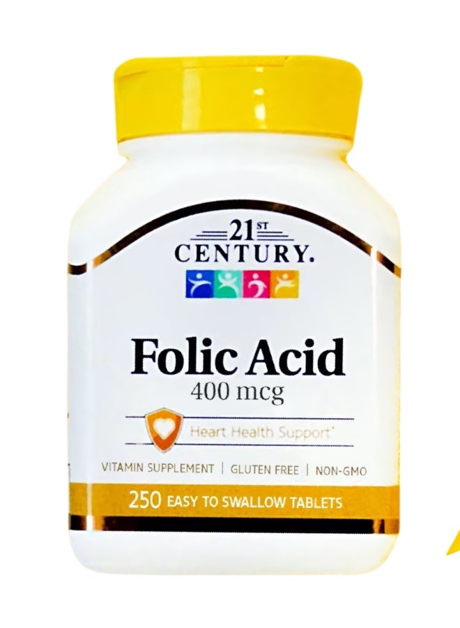 21st Century Folic Acid 400 Mcg 250 Easy To Swallow Tablets Packaging May Vary - Image 1
